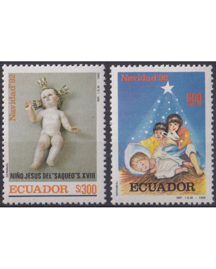 F-EX32072 ECUADOR MNH 1992 CHRISTMAS NAVIDAD ART MADONNA NIÑO DEL SAQUEO.