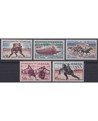 F-EX32105 SENEGAL MNH 1962 TRADITIONAL AFRICAN GAMES FIGHT EQUESTRIAN PIRAGUA.