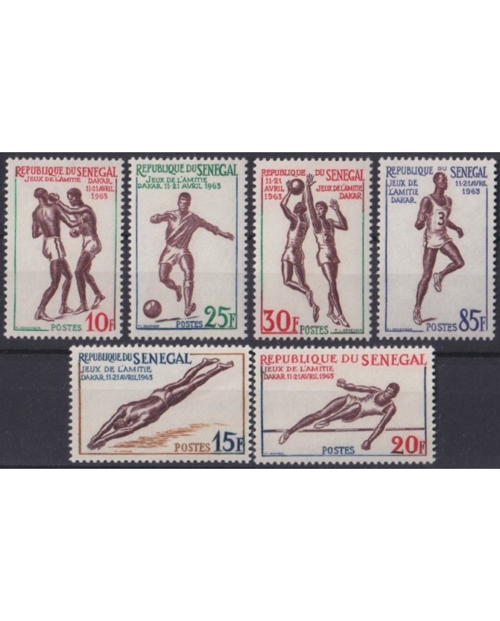 F-EX32106 SENEGAL MNH 1963 FRIENDSHIP GAMES DAKAR SOCCER BOXING BASKET ATHLETISM.