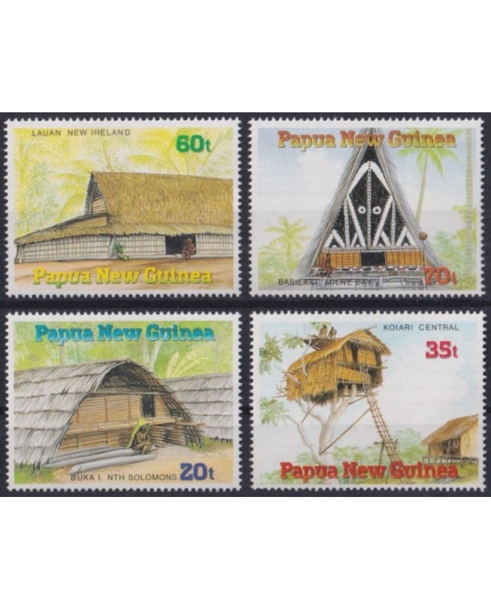 F-EX32131 PAPUA NEW GUINEA MNH 1989 ART ETHNIC TRADITIONAL ARCHITECTURE.