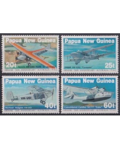 F-EX32133 PAPUA NEW GUINEA MNH 1987 50TH ANIV AUSTRALIA AIR LINE AIRPLANE AVION.