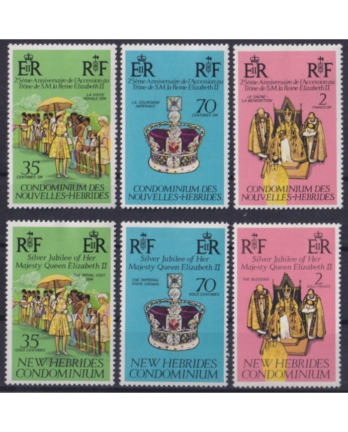 F-EX32153 NEW HEBRIDES MNH 1977 SILBER JUBILEE QUEEN ELIZABETH II.