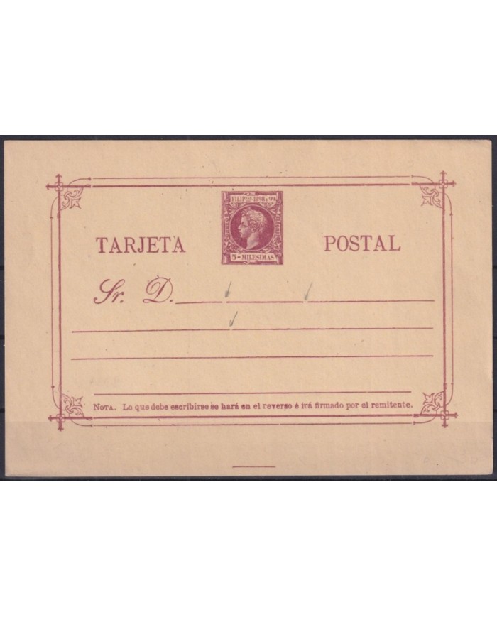 F-EX32393 PHILIPPINES SPAIN 1898 POSTAL STATIONERY 5 ML POSICIONES DE PLANCHA.