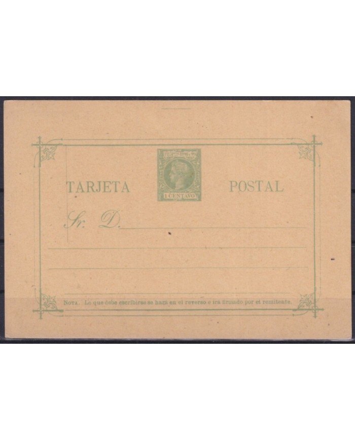 F-EX32394 PHILIPPINES SPAIN 1898 POSTAL STATIONERY 1c POSICIONES DE PLANCHA.
