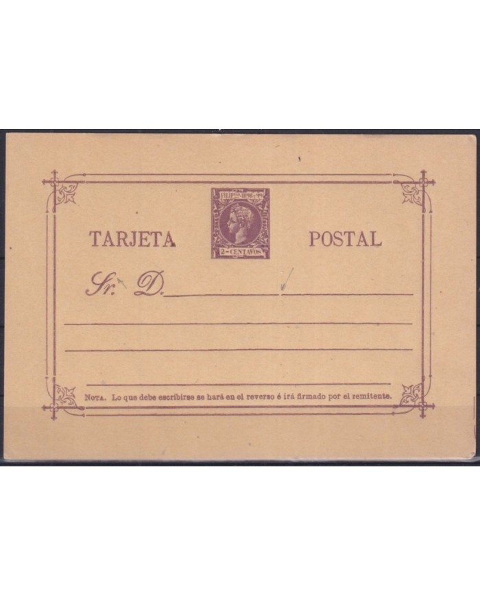 F-EX32397 PHILIPPINES SPAIN 1898 POSTAL STATIONERY 2c POSICIONES DE PLANCHA.