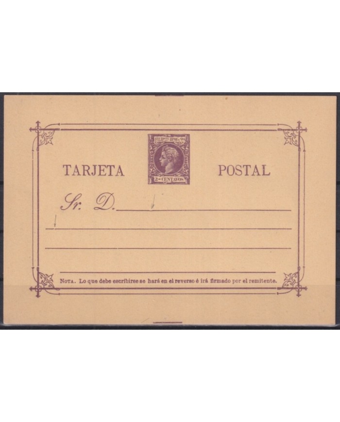 F-EX32398 PHILIPPINES SPAIN 1898 POSTAL STATIONERY 2c POSICIONES DE PLANCHA.