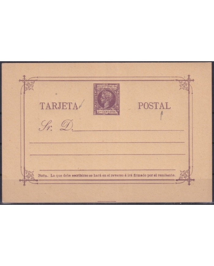 F-EX32399 PHILIPPINES SPAIN 1898 POSTAL STATIONERY 2c POSICIONES DE PLANCHA.