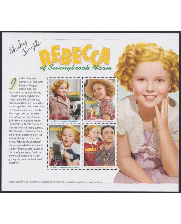 F-EX32414 ST VINCENT & GRENADINES MNH 2002 SHEET CINEMA MOVIE SHIRLEY TEMPLE REBECCA.