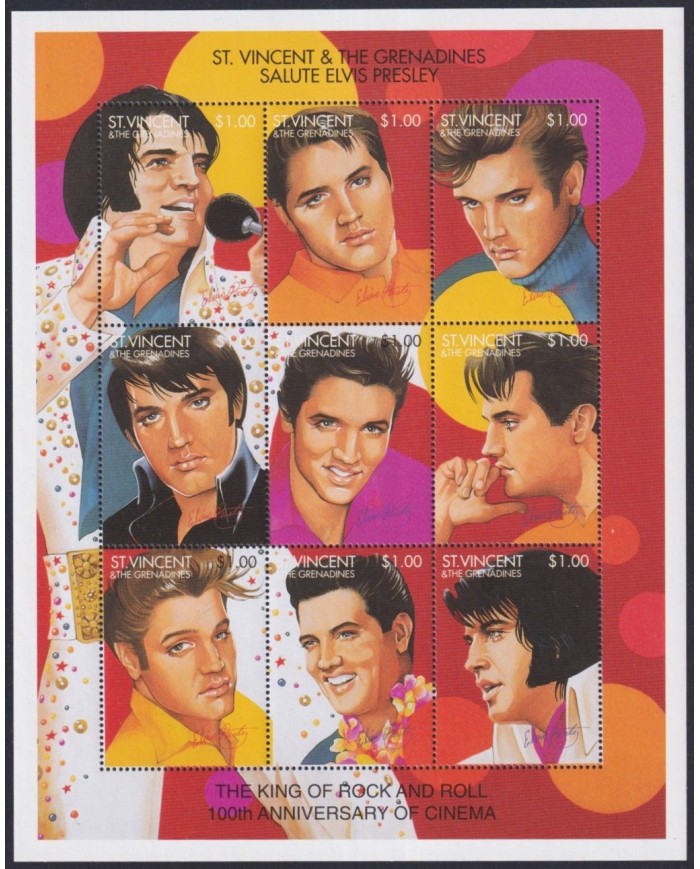 F-EX32459 ST VINCENT & GRENADINES MNH 1995 CINE CINEMA MOVIE ELVIS PRESLEY MUSIC.