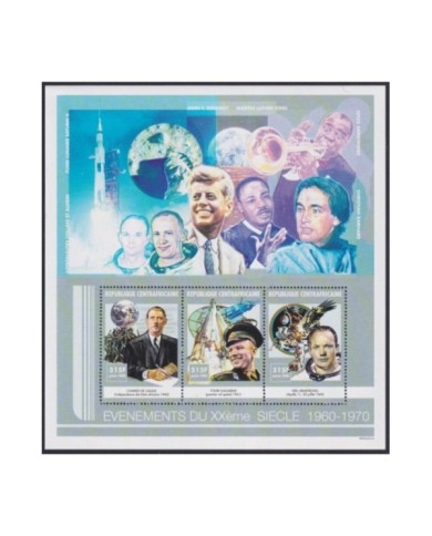F-EX32469 CENTRAL AFRICA MNH 2000 EVENTS S.XX. 1960-70 GAGARIN ARSTRONG DE GAULLE KENNEDY MARTIN LUTHER KING.