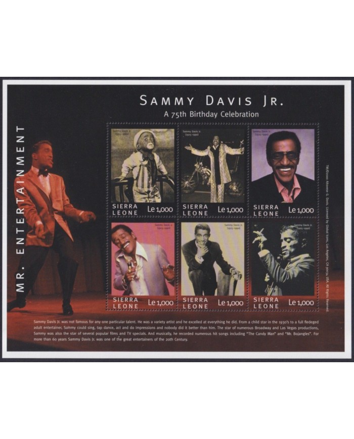 F-EX32490 SIERRA LEONE MNH 2000 MUSIC SAMMY DAVIS JR. 75th BIIRTHDAY CELEBRATION.