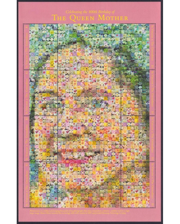 F-EX32504 ST VINCENT & GRENADINES MNH 2000 PHOTOGRAPHIC PHOTOMOSAIC MOTHER QUEEN.