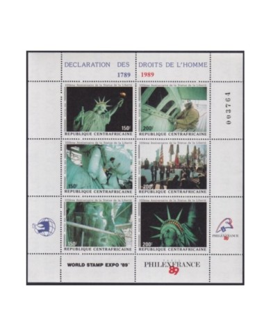 F-EX32505 CENTRAL AFRICA MNH 1989 HUMAN RIGHT DECLARATION LIBERTY STATUE