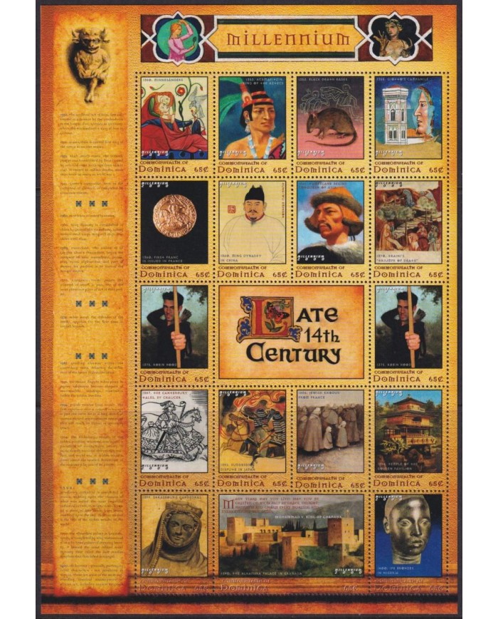 F-EX32523 DOMINICA MNH 2000 MILLENNIUM XIV CENTURY ART TAMERLAN ROBIN HOOD MING DINASTY.