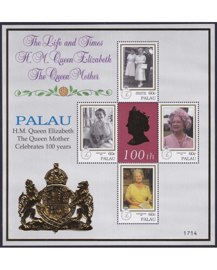 F-EX32564 PALAU MNH 1999 SHEET QUEEN MOTHER CELEBRATED 100 YEAR ELIZABETH II.