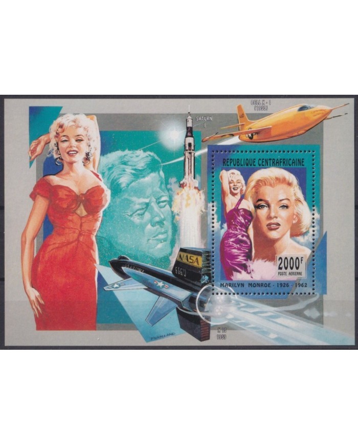 F-EX32823 CENTRAL AFRICA REP MNH CINEMA CINE MOVIE MARILYN MONROE SHEET.