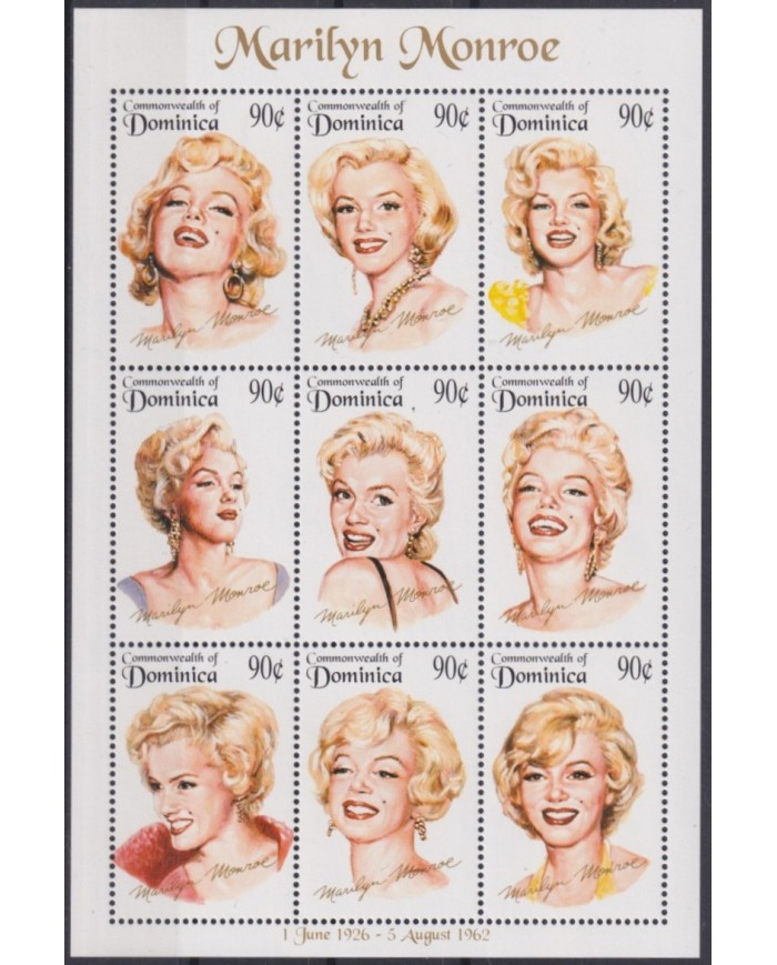F-EX32828 DOMINICA MNH 1997 MOVIE CINEMA CINE MARILYN MONROE SEX SYMBOL.