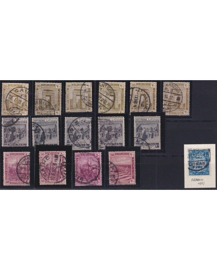 F-EX27568 EGYPT SPHYNX PYRAMID POSTAL HISTORY CANCEL LOT ARCHEOLOGY