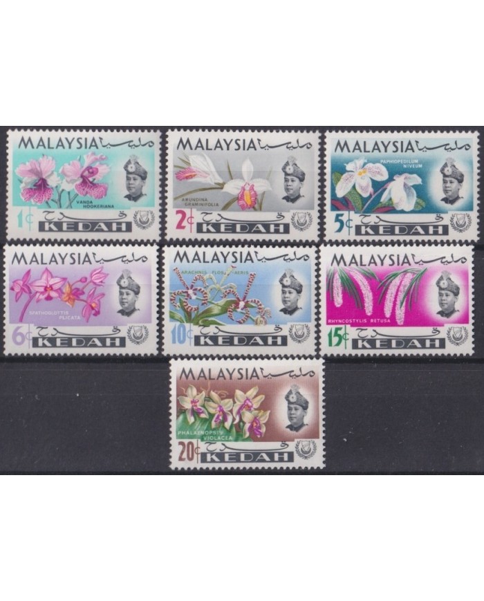 F-EX33929 MALAYSIA MNH KEDAH 1965 BOTANICAL FLOWERS FLORES ORCHILD ORQUIDEAS.