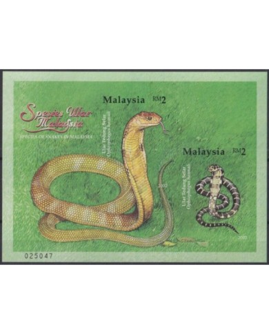 F-EX33931 MALAYSIA MNH 2002 WILDLIFE SNIKE IMPERFORATED SHEET SERPIENTE.