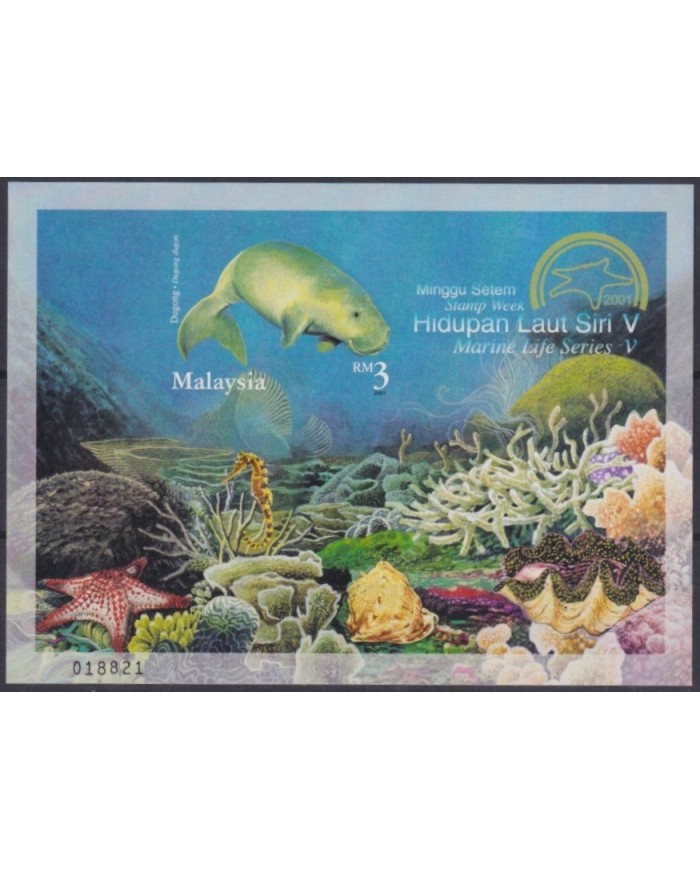 F-EX33944 MALAYSIA MNH 2001 SEA MARINE WILDLIFE REEF FISH PECES DUGONG.