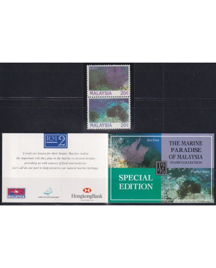 F-EX34040 MALAYSIA MNH 1995 SEA MARINE WILDLIFE REEF FISH PECES BOOKLED SPECIAL EDITION.