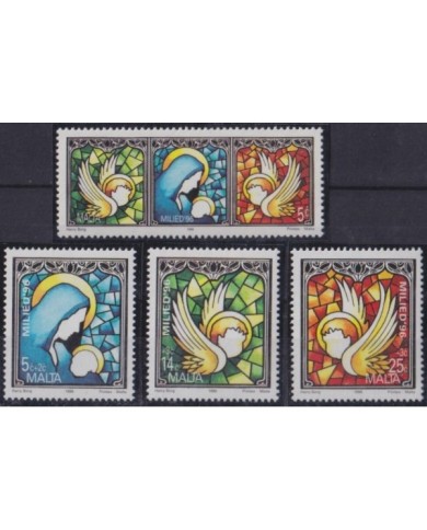 F-EX30049 MALTA MNH 1996 CHRISTMAS NAVIDAD ANGELS STAINED GLASS.