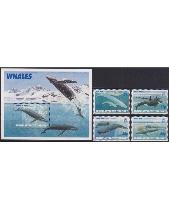 F-EX34012 AAT BRITISH ANTARCTIC TERRITORY MNH POLAR WILDLIFE FISH WHALE PECES.