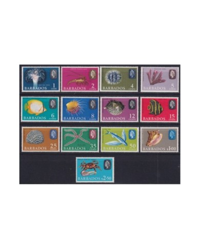 F-EX34013 BARBADOS MNH 1965 (MISSING 3c) SEA MARINE REEF WILDLIFE FISH PECES SHELL.