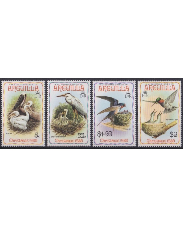 F-EX34050 ANGUILLA MNH 1980 CHRISTMAS HERON PELICAN AVES PAJAROS BIRD OISEAUX VÖGEL.
