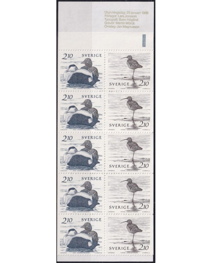 F-EX34153 SWEDEN SVERIGE SUECIA MNH 1986 AVES PAJAROS BIRD OISEAUX VÖGEL BOOKLED.