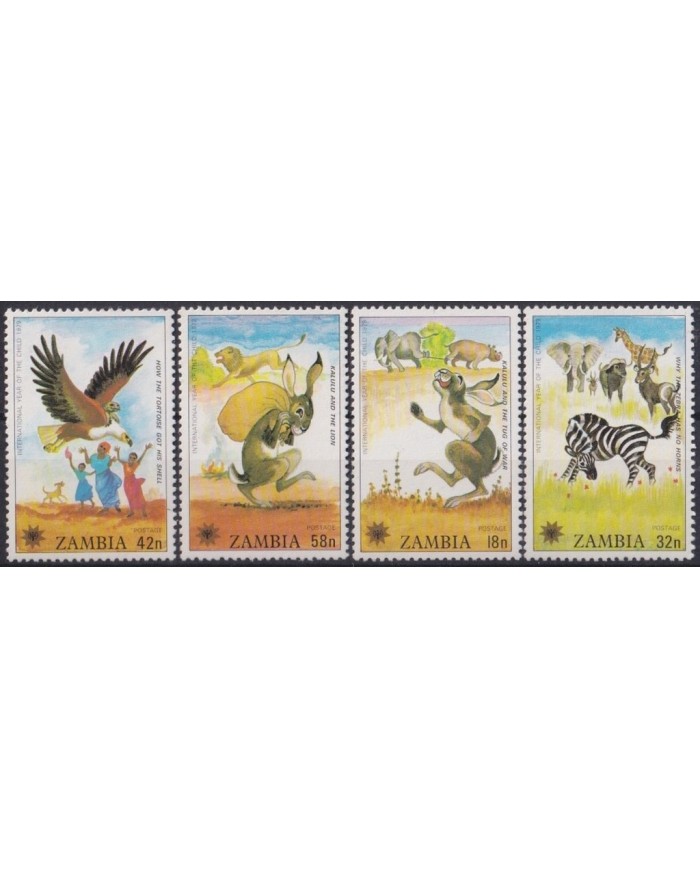 F-EX34193 ZAMBIA MNH 1979 CHILD TALES RABITT AVES PAJAROS BIRD OISEAUX VÖGEL.