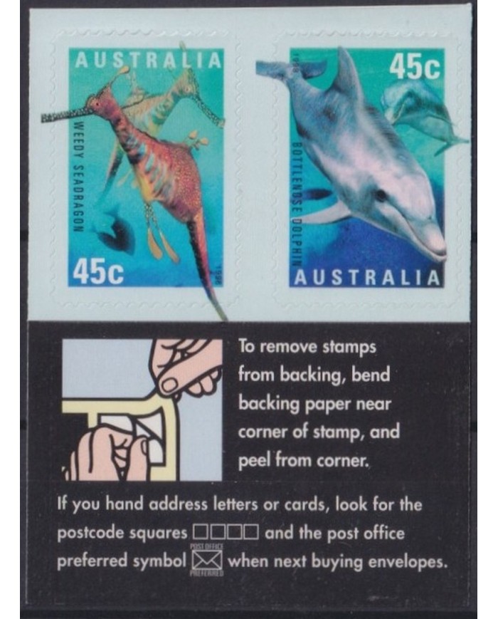 F-EX34217 AUSTRALIA MNH 1998 ADHESIVE MARINE REEF WILDLIFE FISH SEADRAGON DOLPHIN.