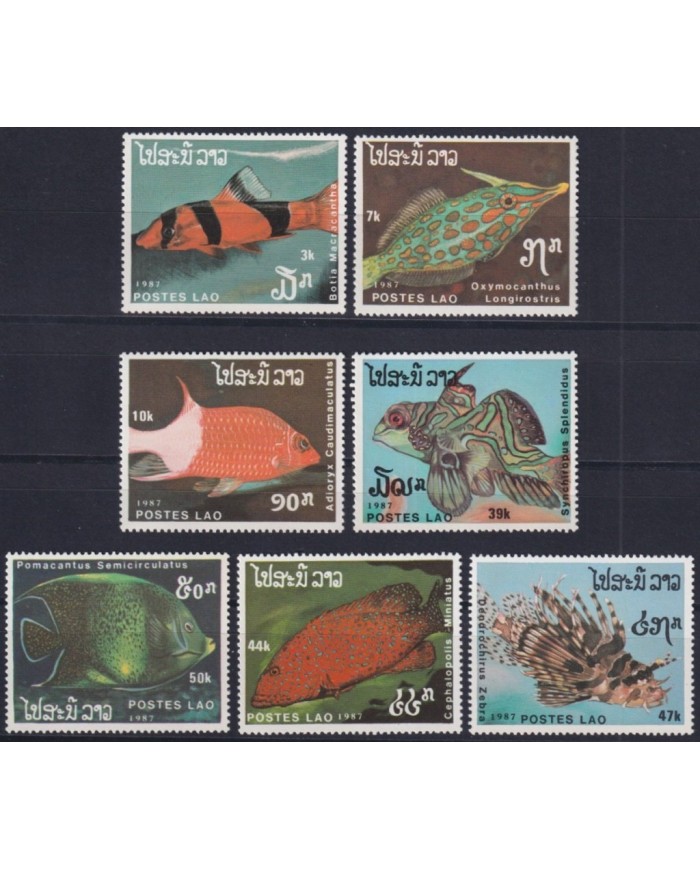 F-EX34281 LAOS MNH 1987 SEA MARINE WILDLIFE REEF FISH PECES.
