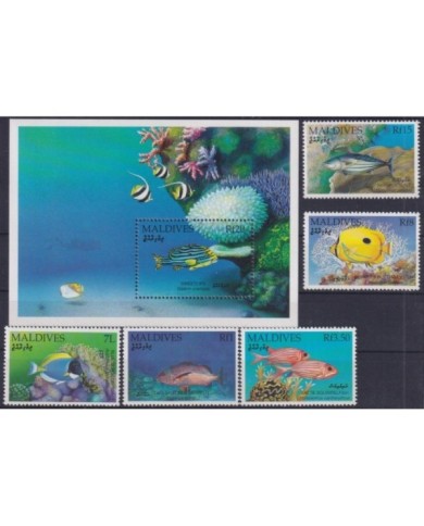 F-EX34291 MALDIVES MNH 1992 MARINE REEF WILDLIFE FISH PECES.
