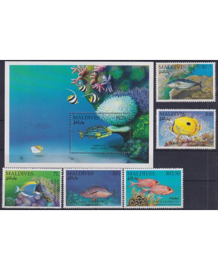 F-EX34291 MALDIVES MNH 1992 MARINE REEF WILDLIFE FISH PECES.