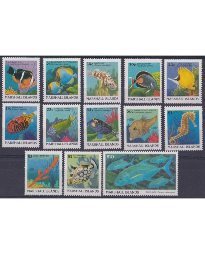 F-EX34295 MARSHALL IS MNH 1988 MARINE REEF WILDLIFE FISH PECES. NO COMPLETE.