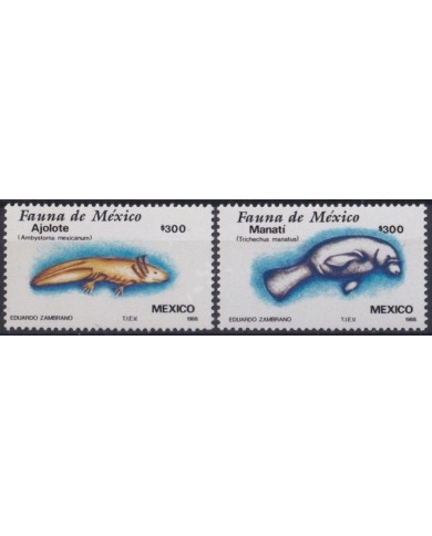 F-EX34300 MEXICO MNH 1991 SEA REEF MARINE WILDLIFE FISH PECES AJOLOTE MANATI.