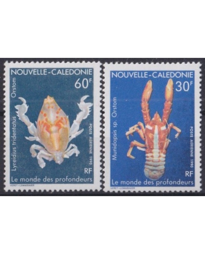 F-EX34307 NEW CALEDONIE MNH 1990 DARK SEA REEF MARINE WILDLIFE FISH PECES LOBSTER.