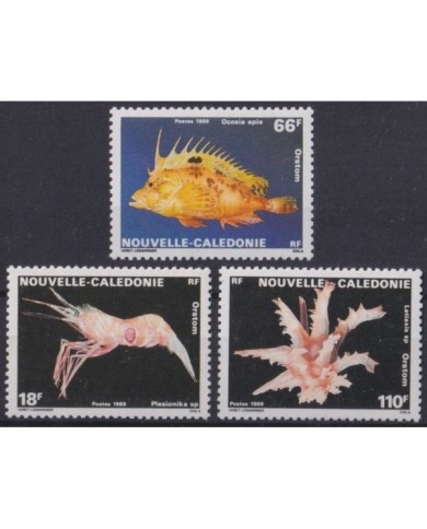 F-EX34308 NEW CALEDONIE MNH 1989 MARINE REEF WILDLIFE FISH ORSTOM LOBSTER.