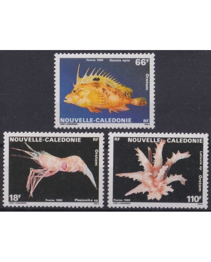 F-EX34308 NEW CALEDONIE MNH 1989 MARINE REEF WILDLIFE FISH ORSTOM LOBSTER.