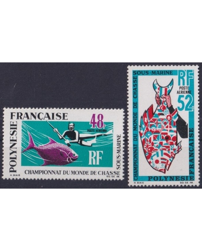 F-EX34319 POLYNESIE MNH 1969 MARINE WILDLIFE FISH SUBAMERINE FISHING CHAMPIONSHIP.