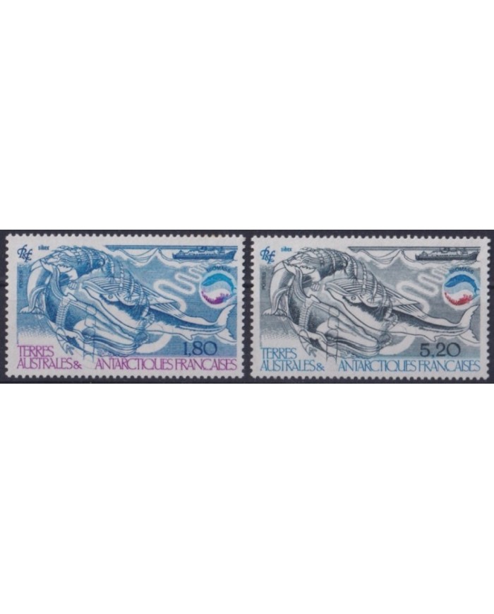 F-EX34342 TAAF ANTARCTIC POLAR MNH 1985 MARINE WILDLIFE FISH PECES WHALE BALLENA.