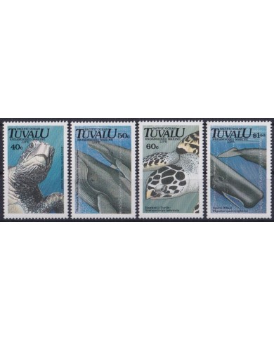 F-EX34362 TUVALU MNH 1991 ENDANGERED MARINE WILDLIFE FISH PECES TURTLE TORTUGA.