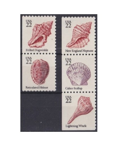 F-EX34365 USA US MNH MARINE WILDLIFE FISH PECES SEASHELL SHELL CONCH SNAIL.