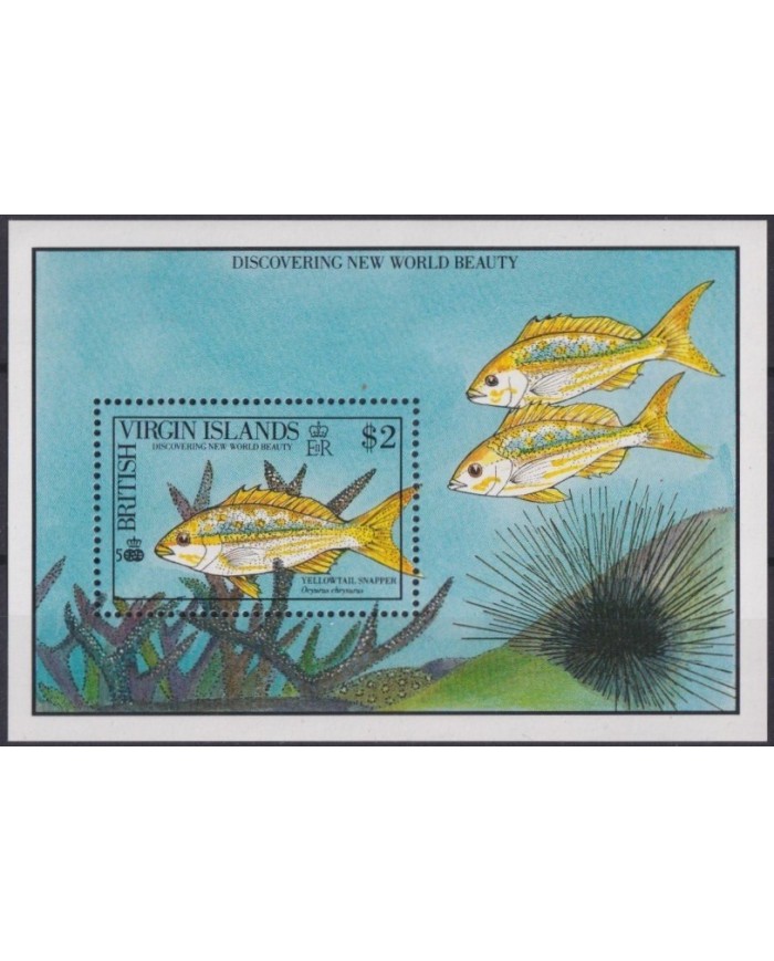 F-EX34373 BRITISH VIRGIN IS  MNH 1990 DISCOVERY MARINE REEF WILDLIFE FISH PECES.