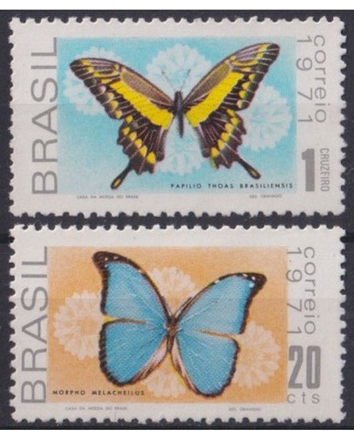 F-EX34401 BRAZIL BRASIL MNH 1971 BUTTERFLIES INSECTS MARIPOSAS PAPILLON ENTHOMOLOGY.
