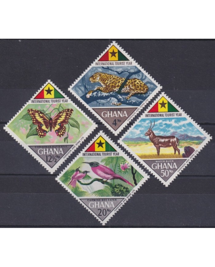 F-EX34665 GHANA MNH 1967 BUTTERFLIES INSECTS TOURIST YEAR LEOPARD BIRD.