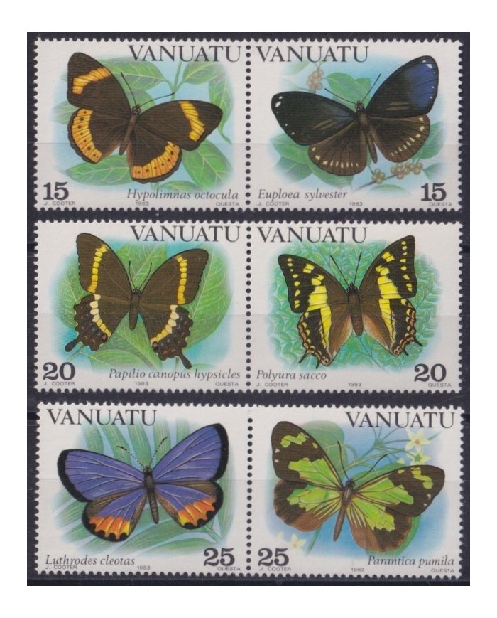 F-EX34685 VANUATU MNH 1983 BUTTERFLIES INSECTS ENTHOMOLOGY PAPILLON MARIPOSAS.