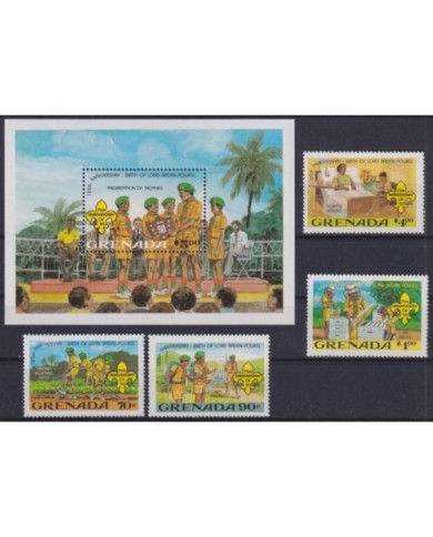 F-EX34696 GRENADA MNH 1982 BOYS SCOUTS SCOUTING JAMBOREE 125th LORD BADEN POWELL.